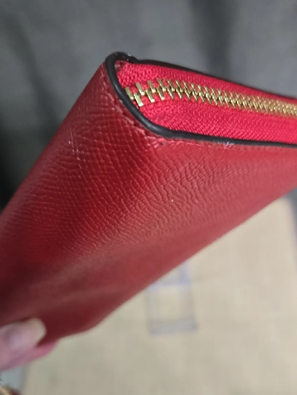 Coach Red Saffiano Zip-Around Wristlet Wallet with Detachable Strap - Picture 4 of 13